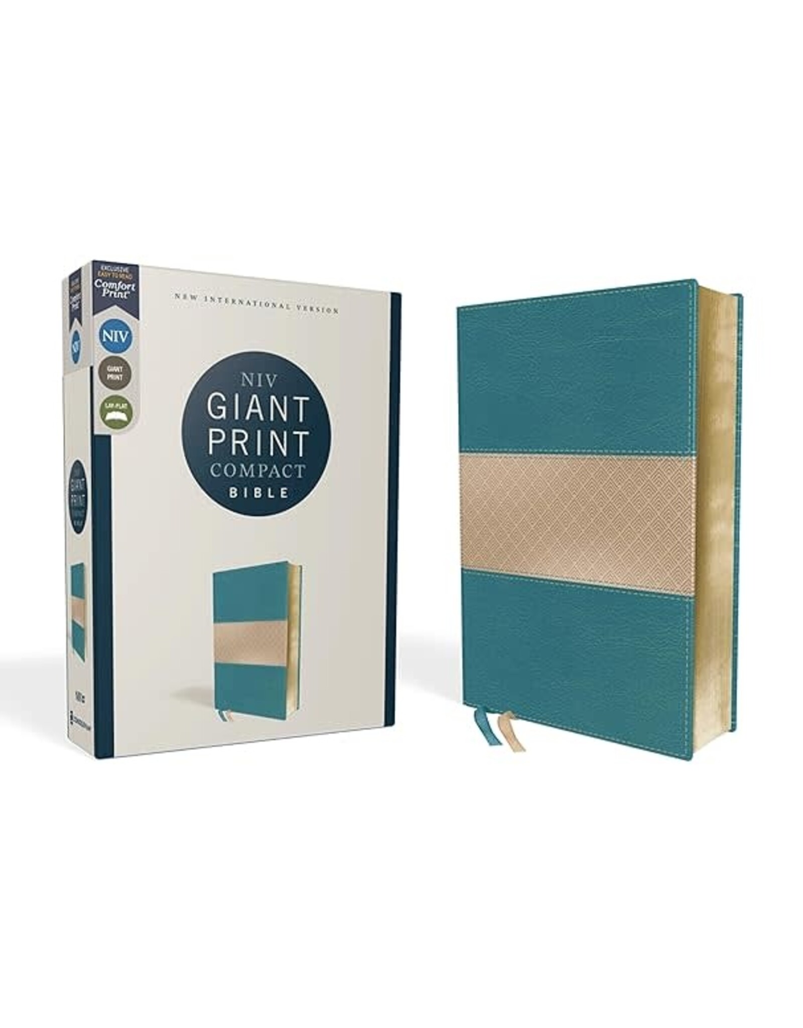 Zondervan NIV Giant Print Compact Bible, Leathersoft, Teal, Red Letter Edition, Comfort Print