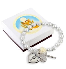 Hirten First Communion Bracelet - Our Father/Crucifix/Heart with Chalice