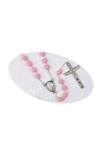 San Francis Baptism Rosary - Girl (Pink Plastic/Silver)