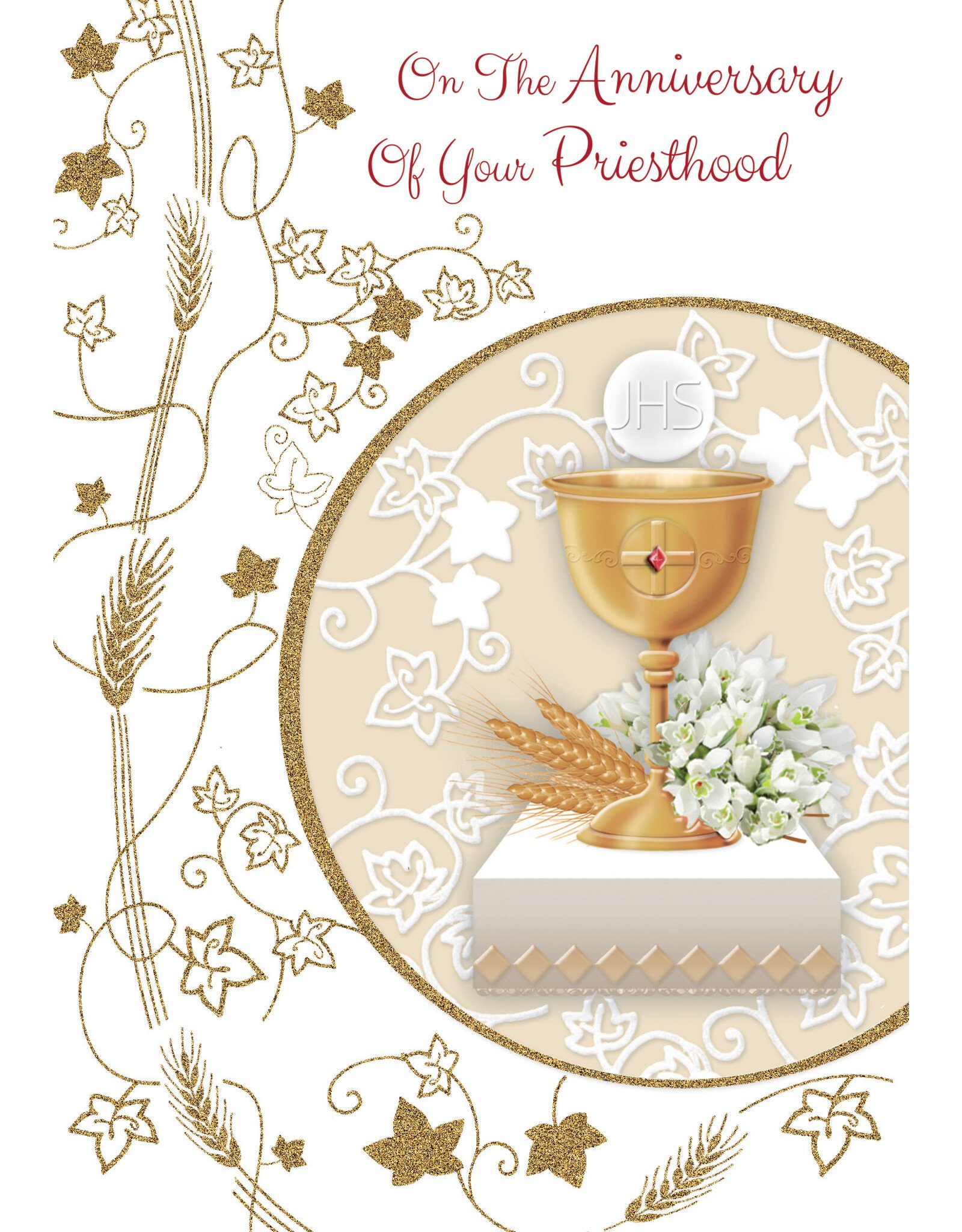 Greetings of Faith Card - Priest Ordination Anniversary - Gold Foil / Embossed
