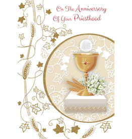 Greetings of Faith Card - Priest Ordination Anniversary - Gold Foil / Embossed