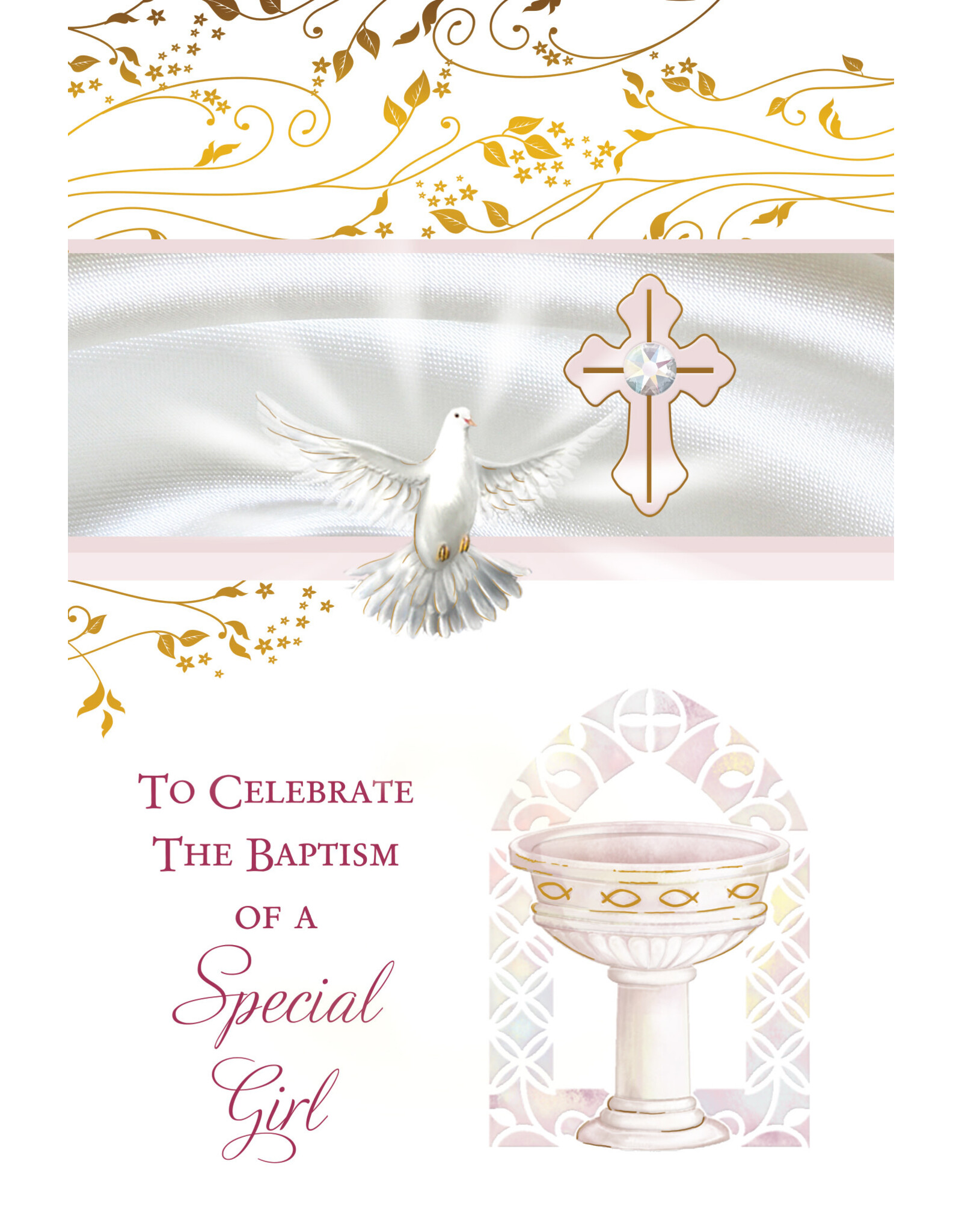 Greetings of Faith Card - Baptism (Girl), Dove
