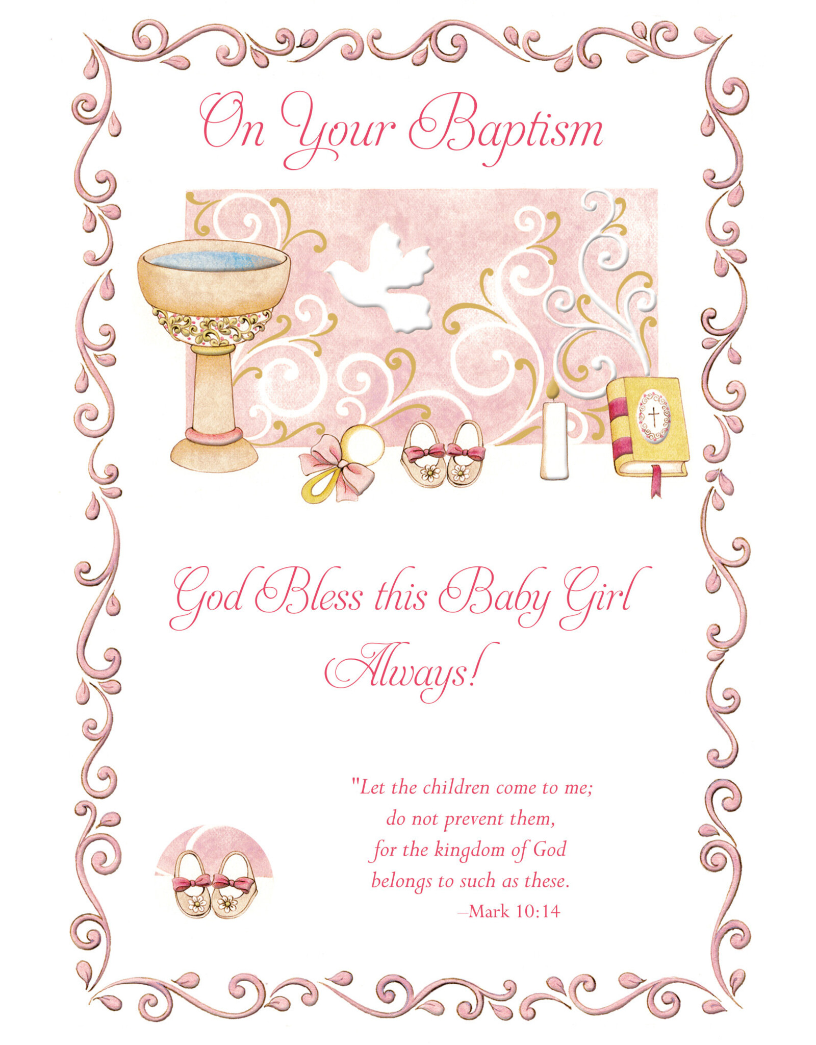 Greetings of Faith Card - Baptism (Girl), Blessings Always