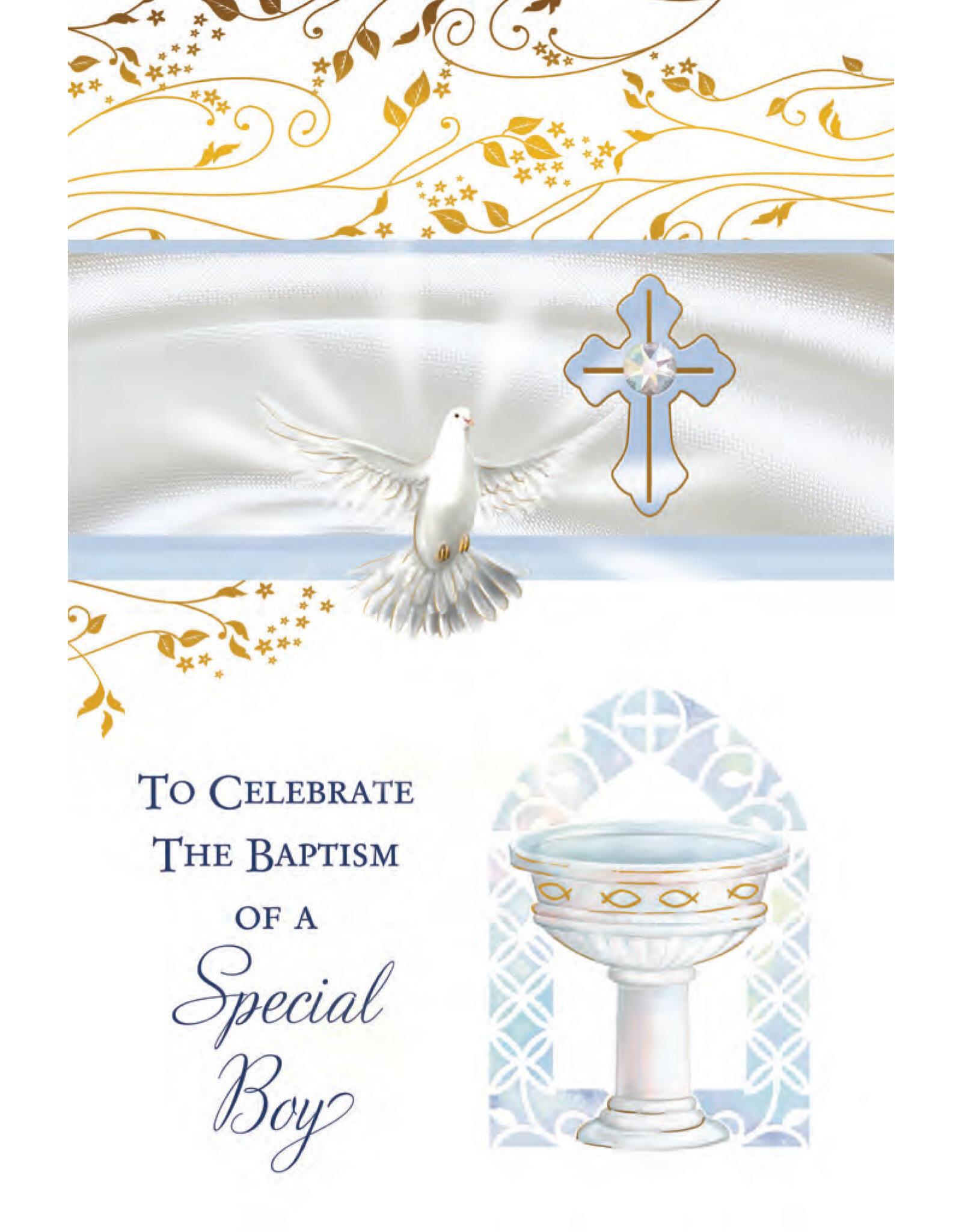 Greetings of Faith Card - Baptism (Boy), Dove