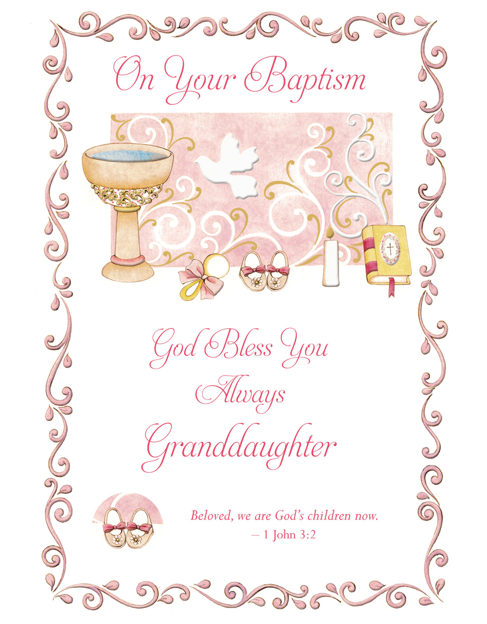 Greetings of Faith Card - Baptism (Granddaughter), God Bless You Always