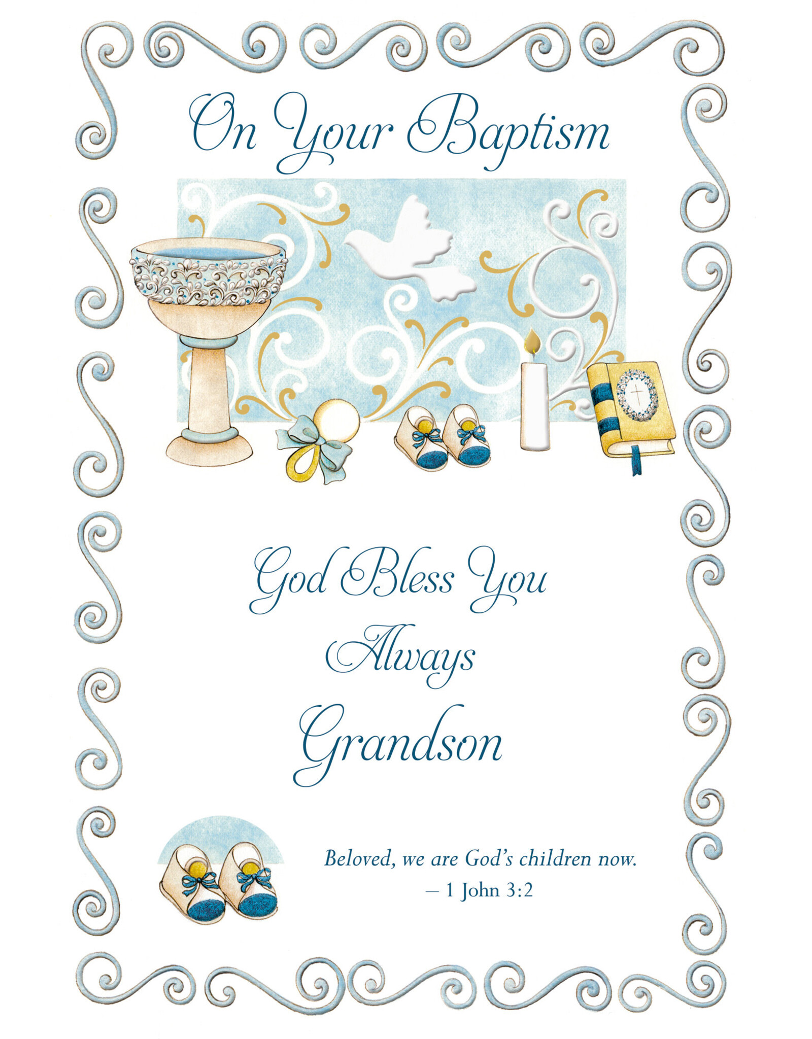 Malhame Regina Card - Baptism (Grandson), Blessings Always