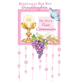 Greetings of Faith Card - First Communion (Granddaughter), Butterfly