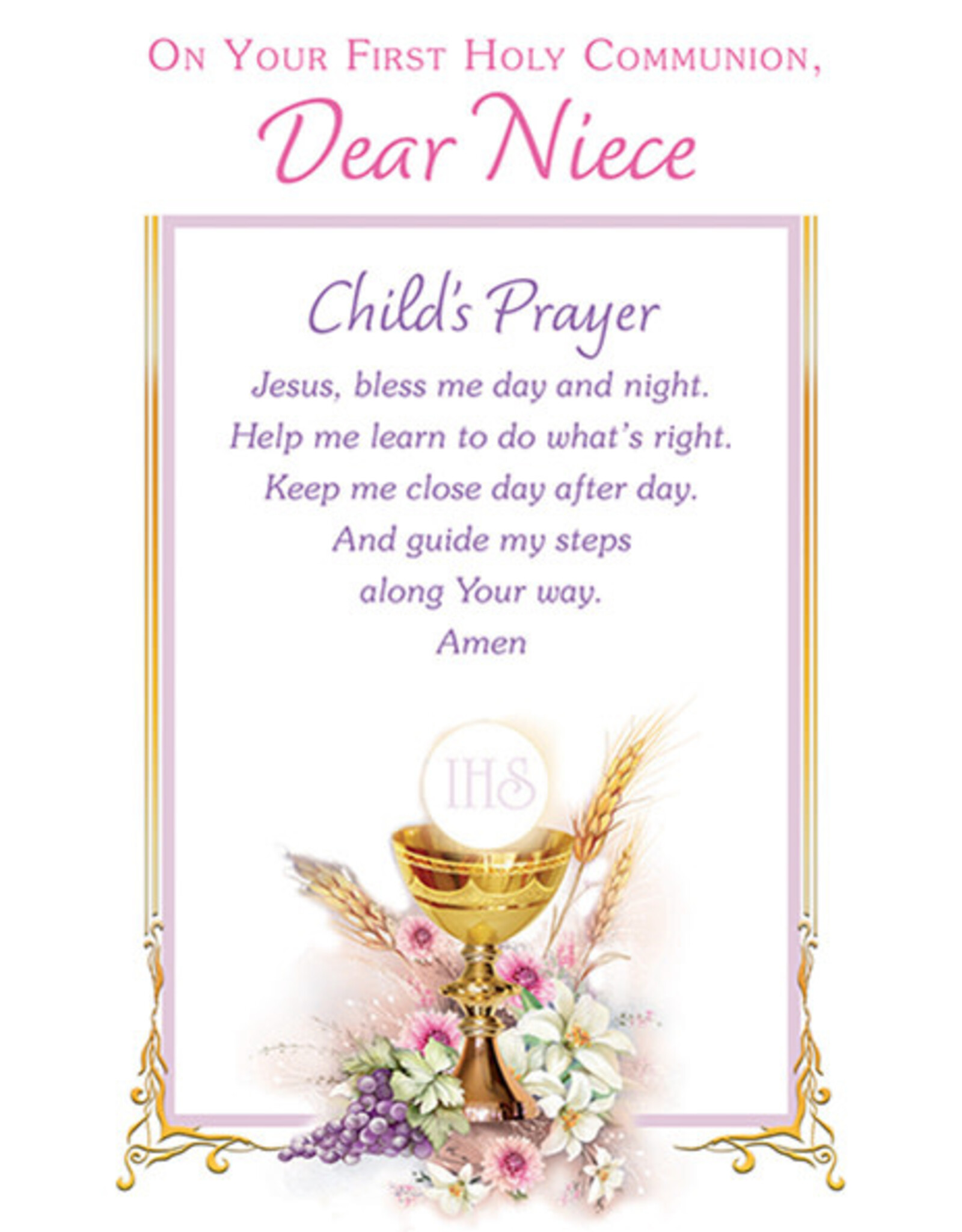Greetings of Faith Card - First Communion (Niece), Chalice with Flowers