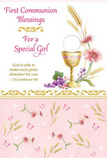 Greetings of Faith Card - First Communion (Girl), Chalice with Wheat
