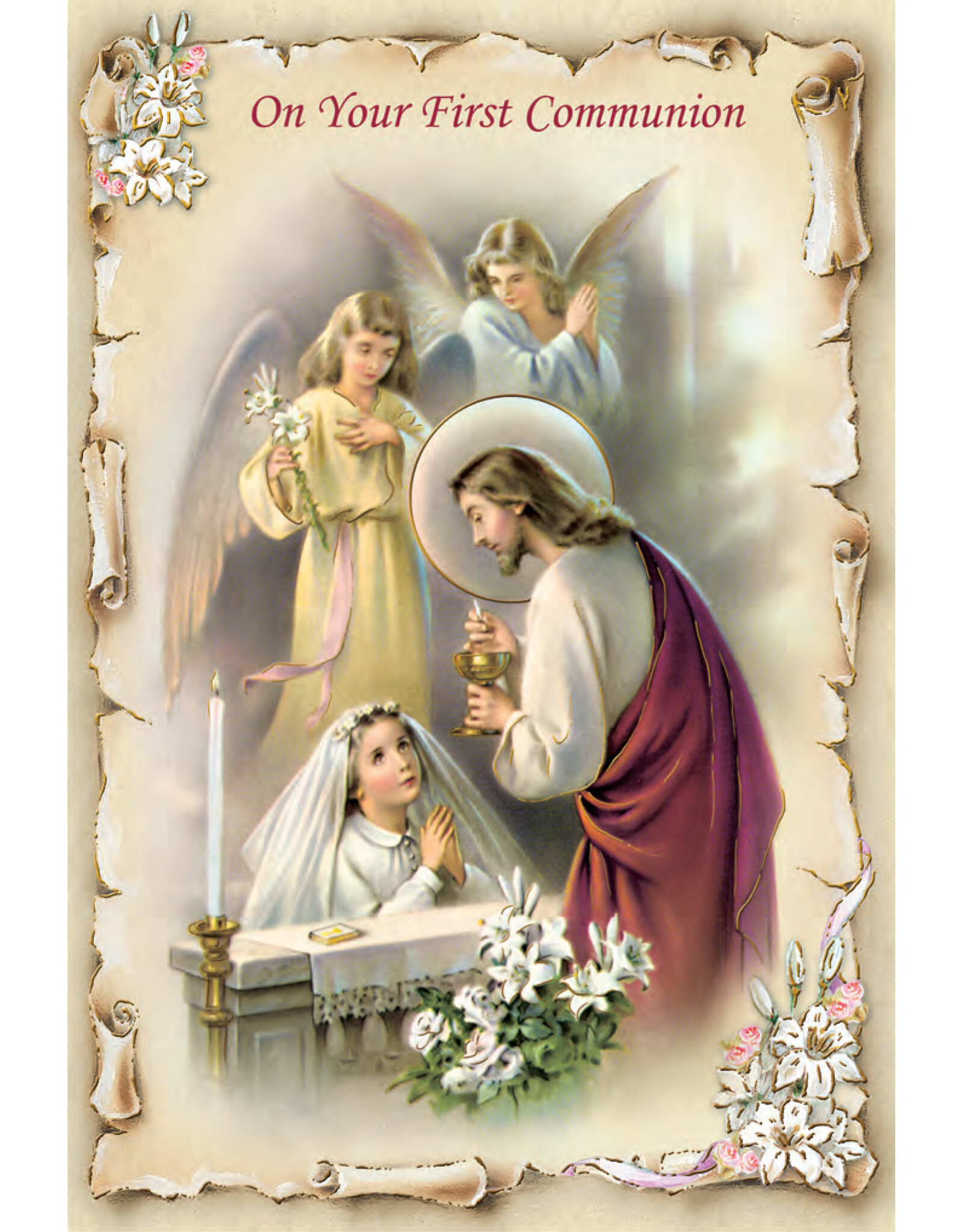 Greetings of Faith Card - First Communion (Girl), Traditional