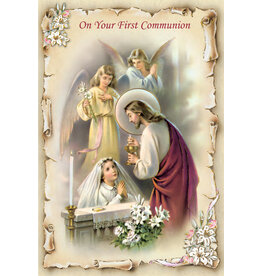 Greetings of Faith Card - First Communion (Girl), Traditional