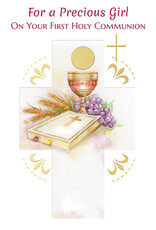 Greetings of Faith Card - First Communion (Girl), Cross