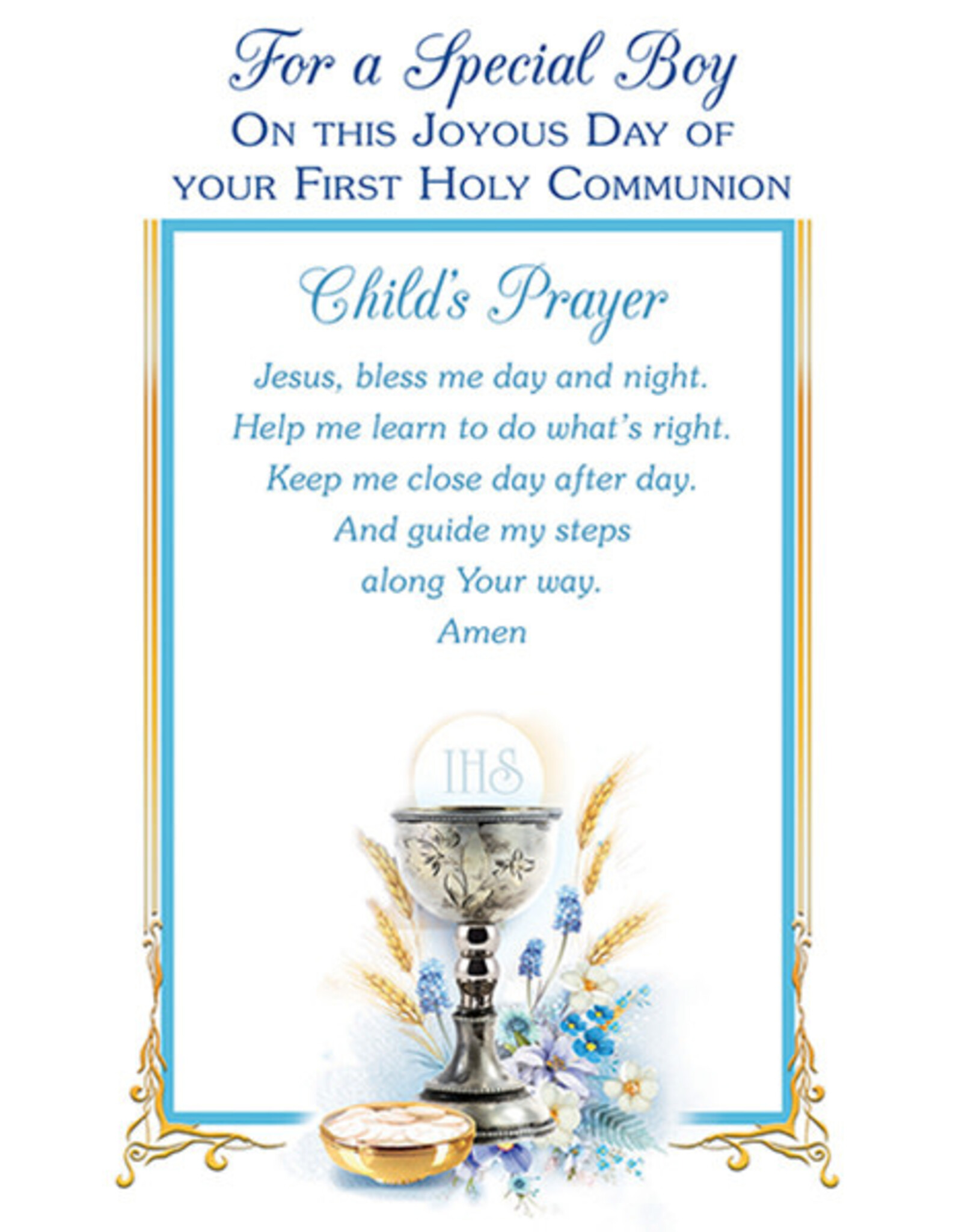 Greetings of Faith Card - First Communion (Boy), Child's Prayer