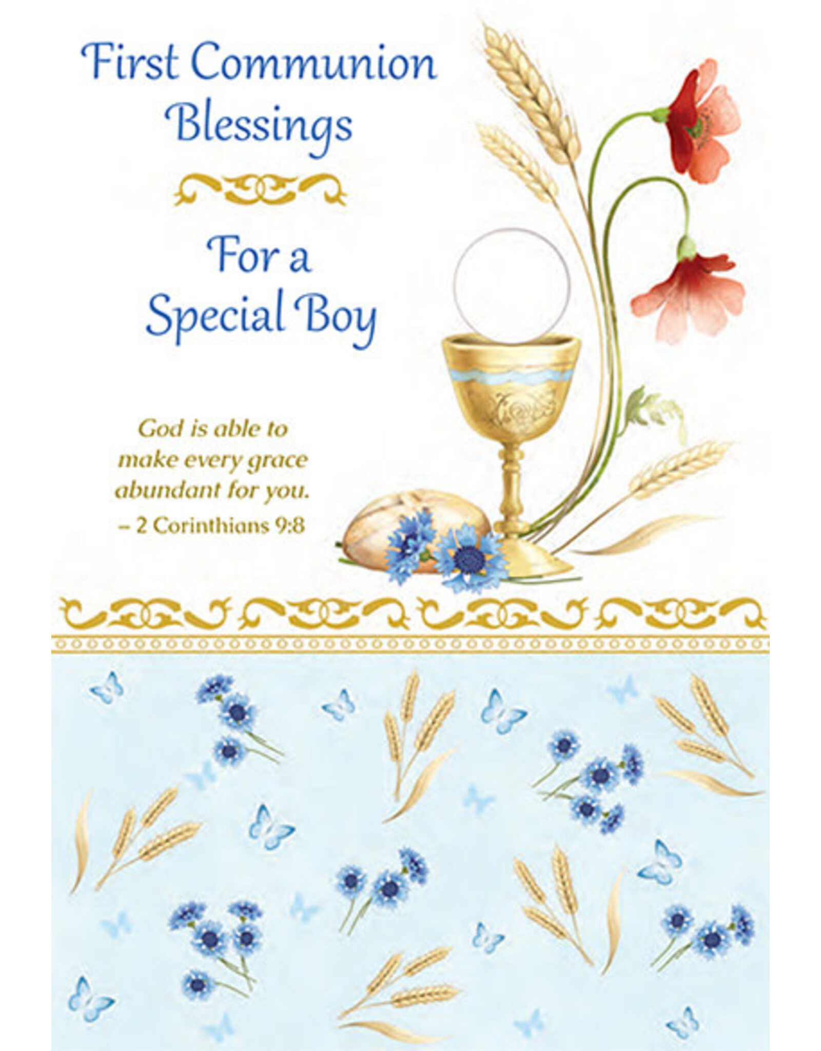 Greetings of Faith Card - First Communion (Boy), Blue
