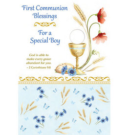 Greetings of Faith Card - First Communion (Boy), Blue
