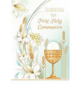 Greetings of Faith Card - First Communion (For Anyone), Turquoise
