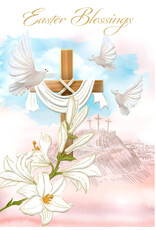Greetings of Faith Card - Easter, Doves with Cross