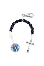 Hirten Decade Rosary (Backpack Clip) - Miraculous Medal & Crucifix (Silver/White/Navy)