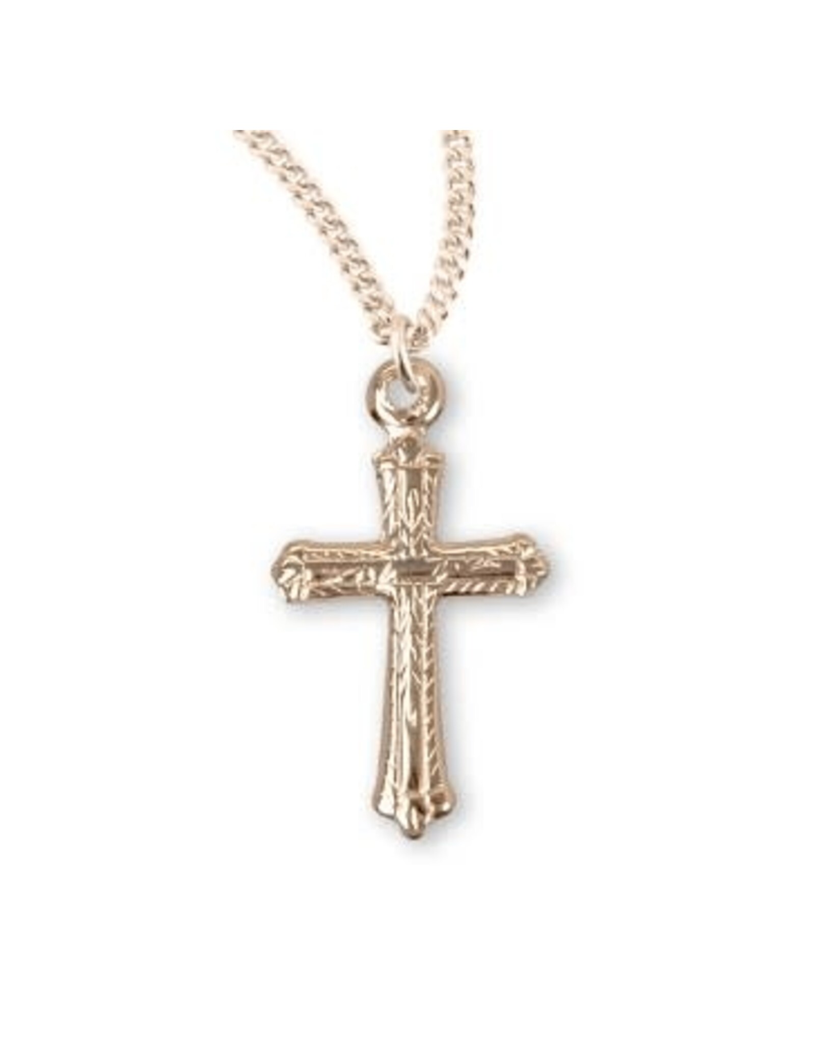 HMH Cross Medal - Detailed, Gold over Sterling Silver, 16" Chain