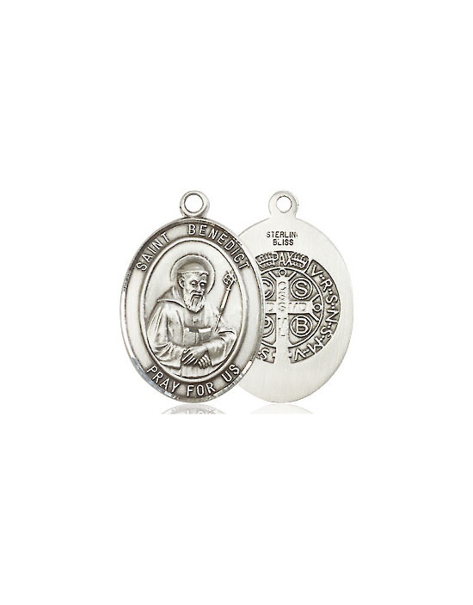 Bliss St. Benedict Patron Saint Medal, Sterling Silver (3/4")
