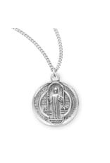 HMH St. Benedict Medal, Round, Sterling Silver, 18" Chain