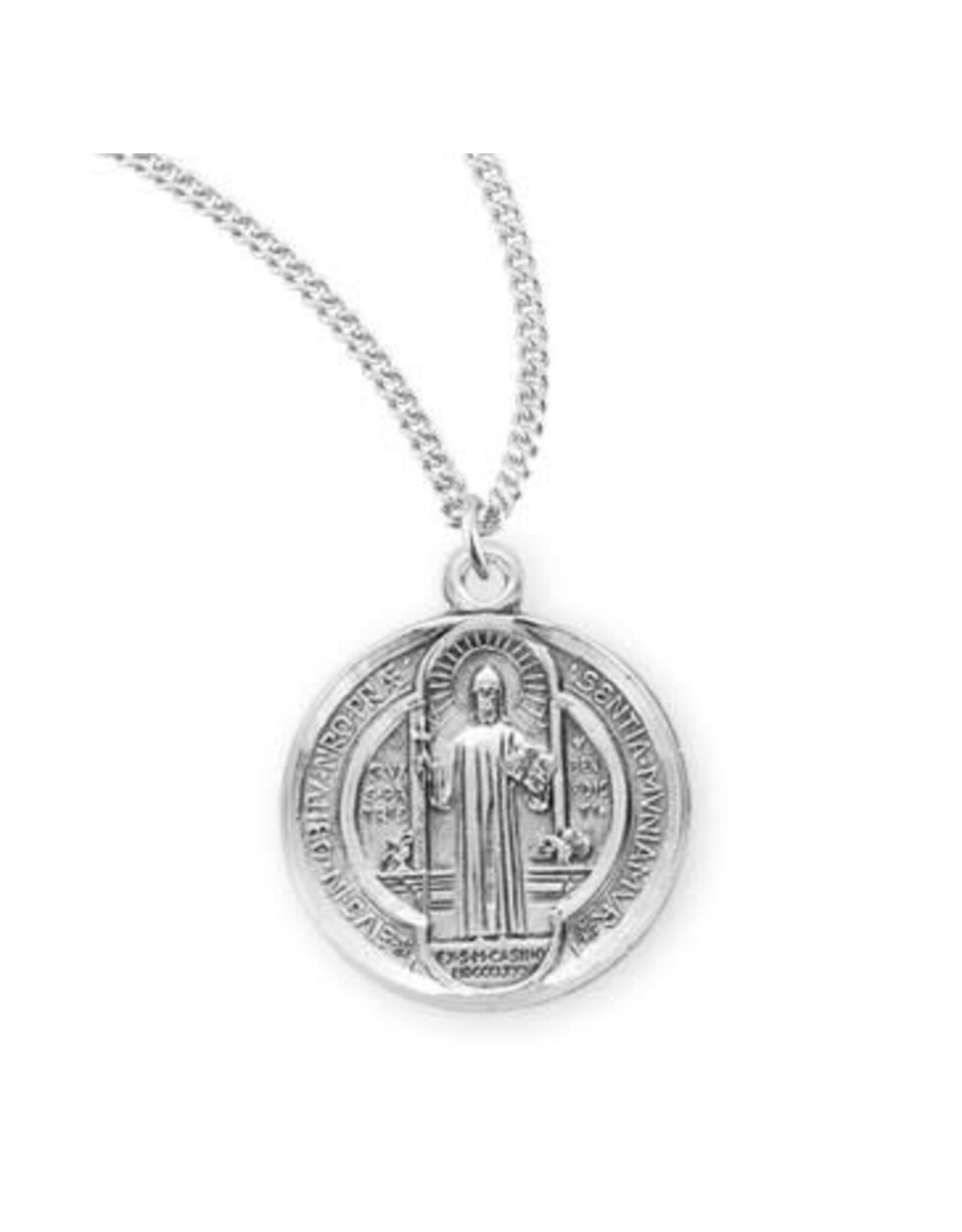 HMH St. Benedict Medal, Round, Sterling Silver, 18" Chain