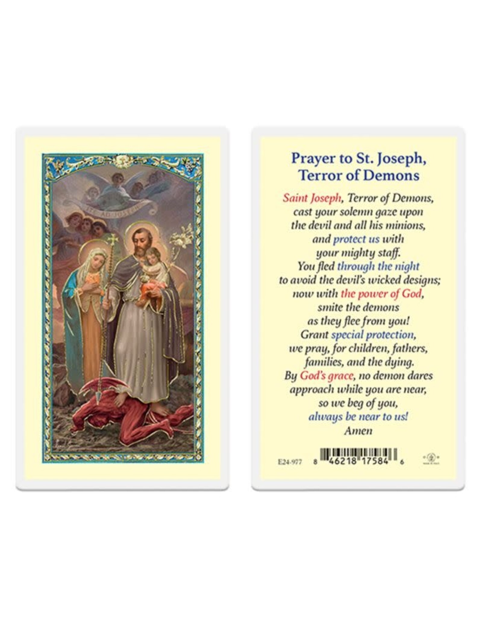 Hirten Holy Card, Laminated - St. Joseph Terror of Demons
