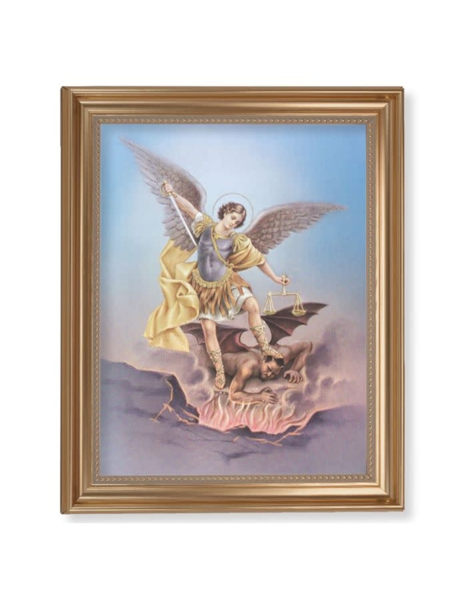 Hirten Picture - St Michael in Gold Leaf Antique Finished Frame (11 x 14")