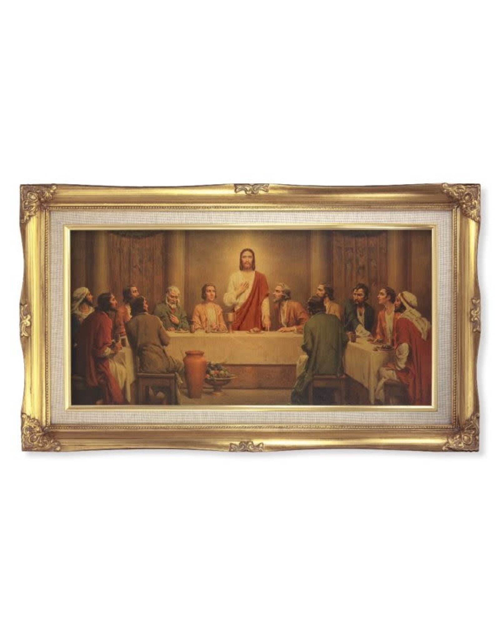 Hirten Last Supper Picture - Gold Leaf Wood Frame, Chambers (11-1/4 x 18-1/2")