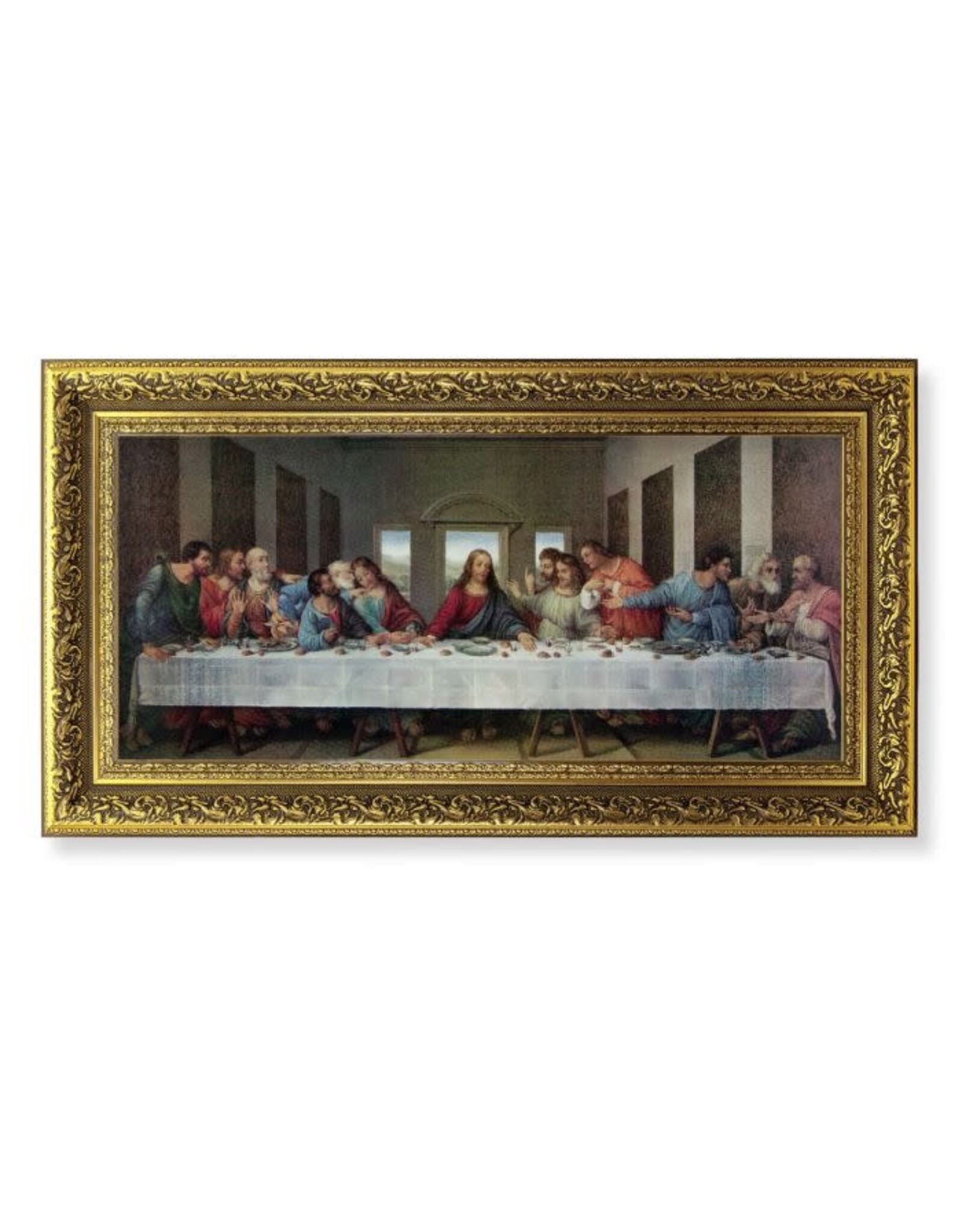 Hirten Last Supper Picture - Ornate Gold Leaf Wood Frame, Da Vinci (11-5/8 x 19")