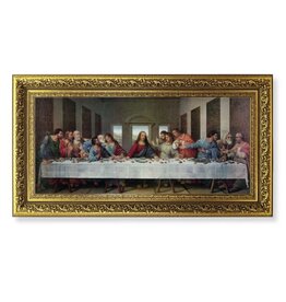 Hirten Last Supper Picture - Ornate Gold Leaf Wood Frame, Da Vinci (11-5/8 x 19")