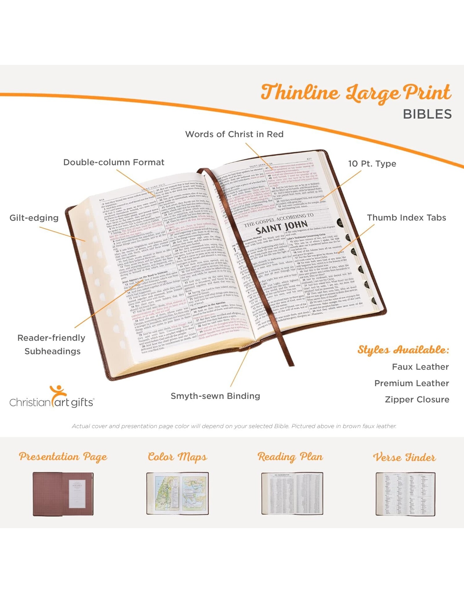 Christian Art Gifts KJV Large Print Bible, Thumb Indexed, Tan