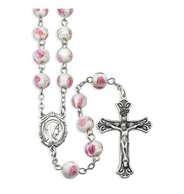 Hirten Rosary - Pink Venetian Glass Encased Rose Bead