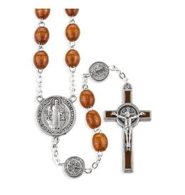 Hirten Rosary - St. Benedict (Silver & Wood)