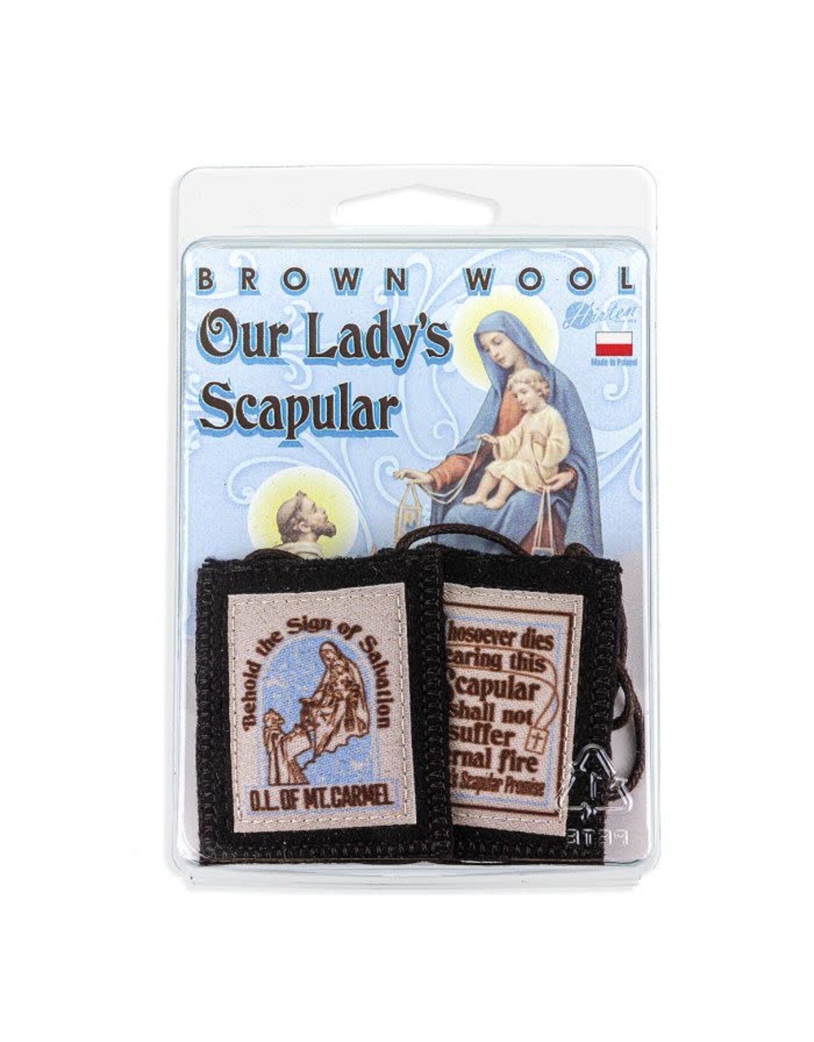 Hirten Scapular - Brown, Wool, 1-3/4x2