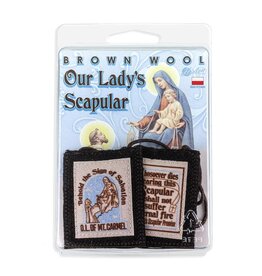 Hirten Scapular - Brown, Wool, 1-3/4x2