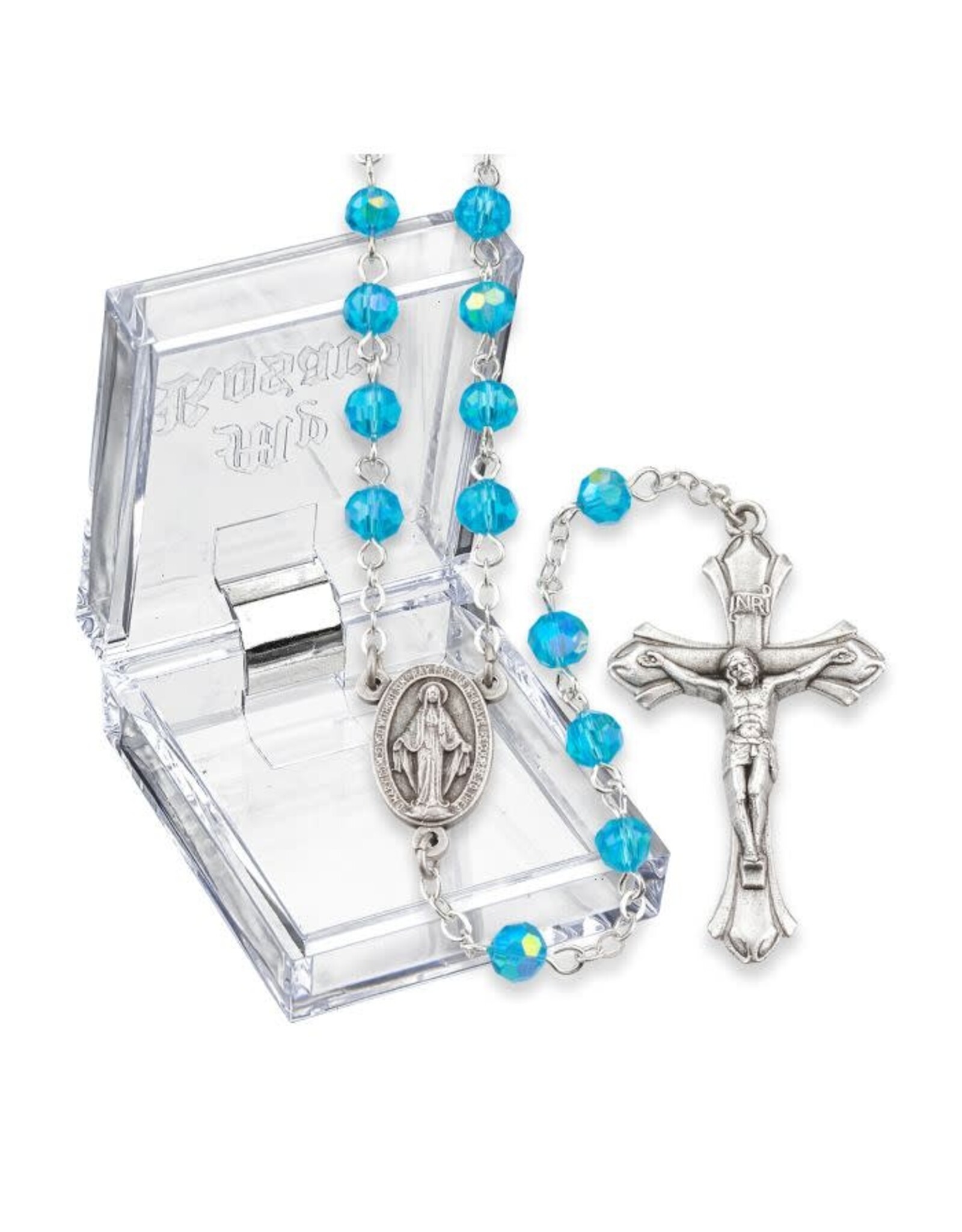 Hirten Rosary - March Birthstone, Aqua