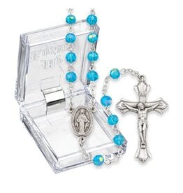 Hirten Rosary - March Birthstone, Aqua