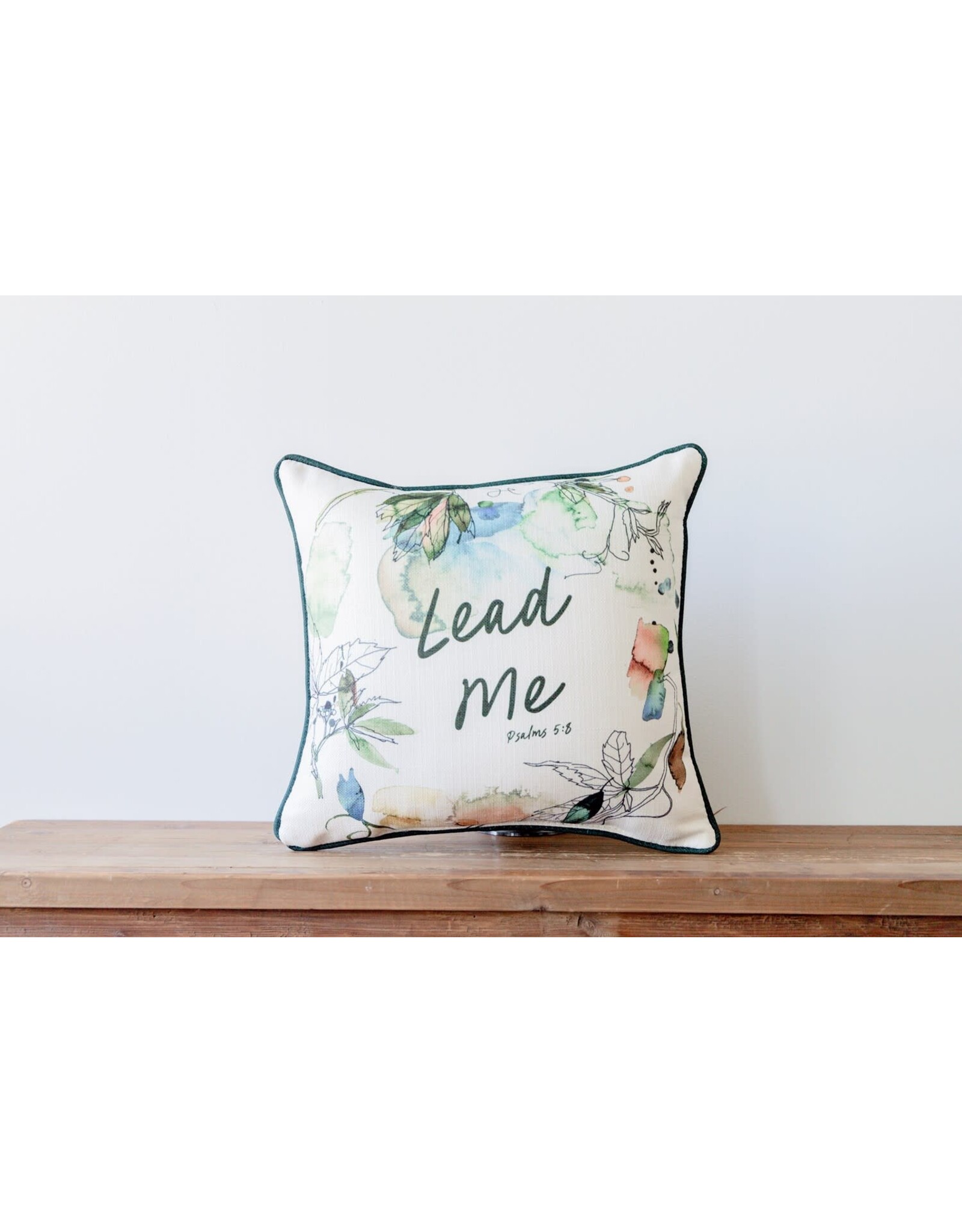 Little Birdie Pillow - Lead Me, Psalms 5:8 (Evergreen Piping)