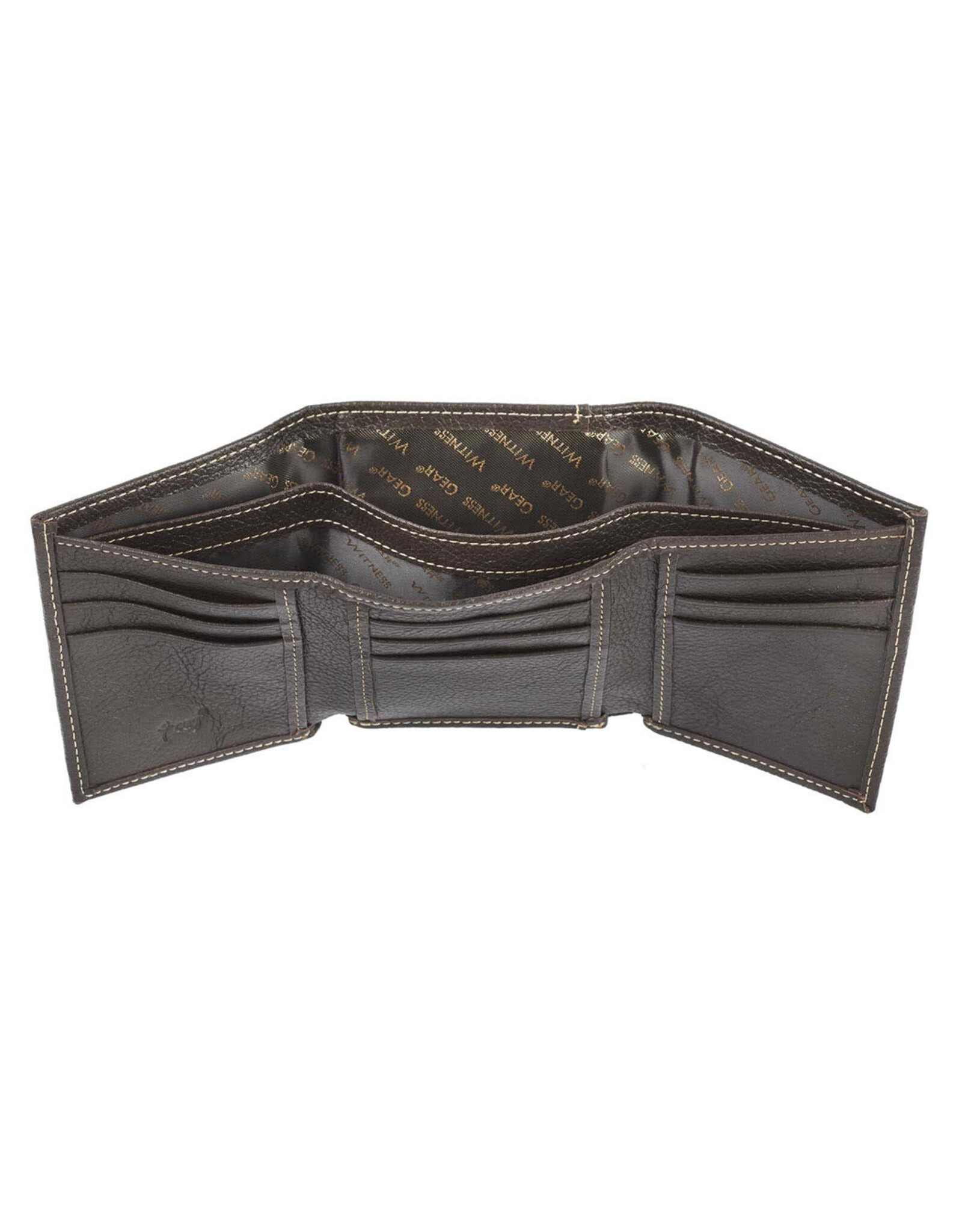 Christian Art Gifts Wallet - Three Crosses, Brown Leather