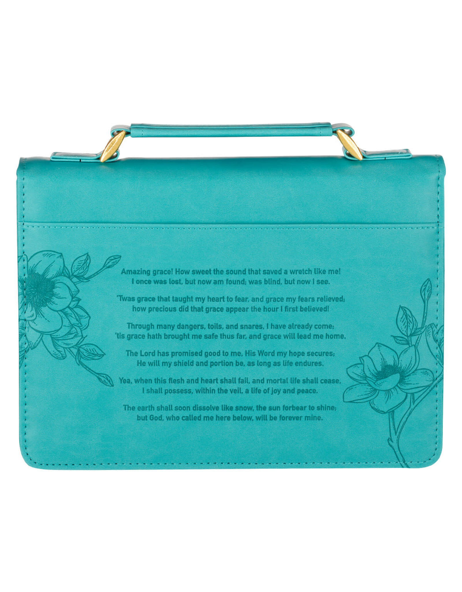 Christian Art Gifts Bible Cover - Amazing Grace, Floral Teal Faux Leather,