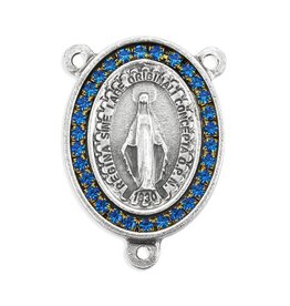 Hirten Rosary Centerpiece - Large, Immaculate Conception with Blue Crystals