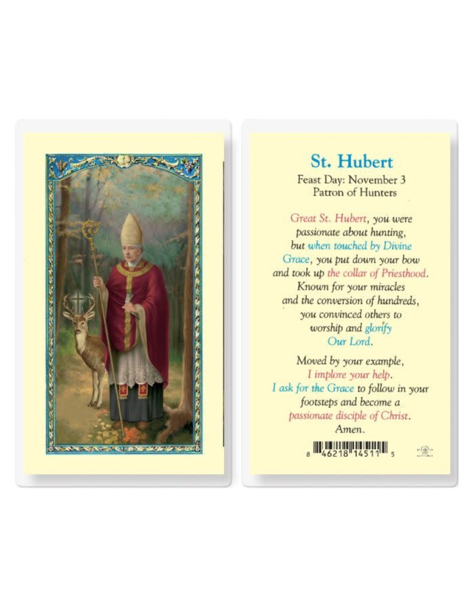 Hirten Holy Card, Laminated - St. Hubert