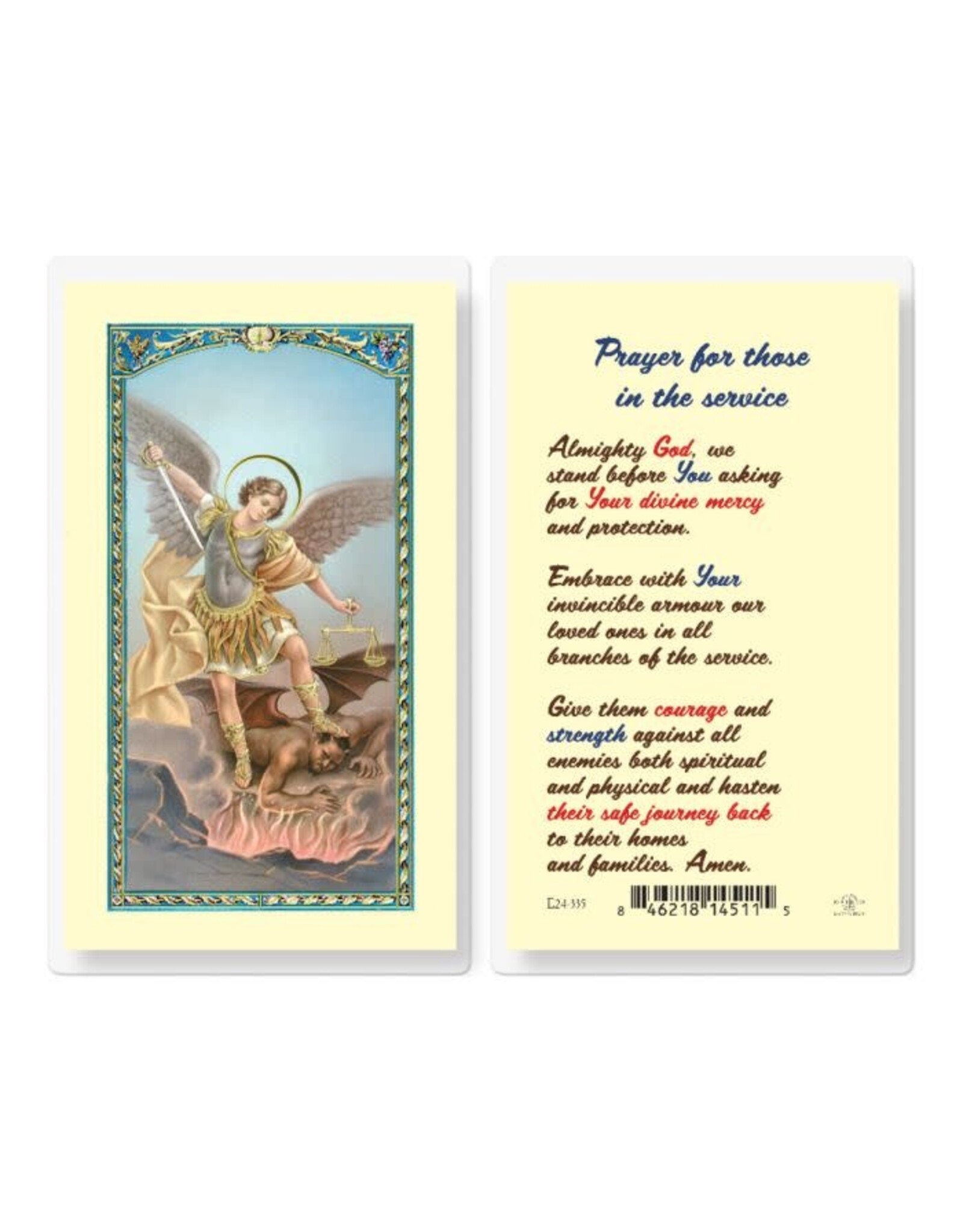 Hirten Holy Card, Laminated - Prayer for Those in the Service (St. Michael)