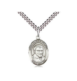 Bliss St Vincent de Paul Medal - Oval Patron Series on 24" Chain, Sterling Silver
