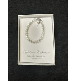 Collectables America the Studio Baby Bracelet - Freshwater Pearls 5" Rhodium Finish Cross