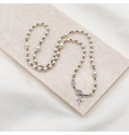 My Saint My Hero Miracles Rosary Wrap Bracelet - White/Pearl