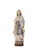 Ulpe Statue -Our Lady of Lourdes, Wood (28") GOLD LEAF ANTIQUE FINISH