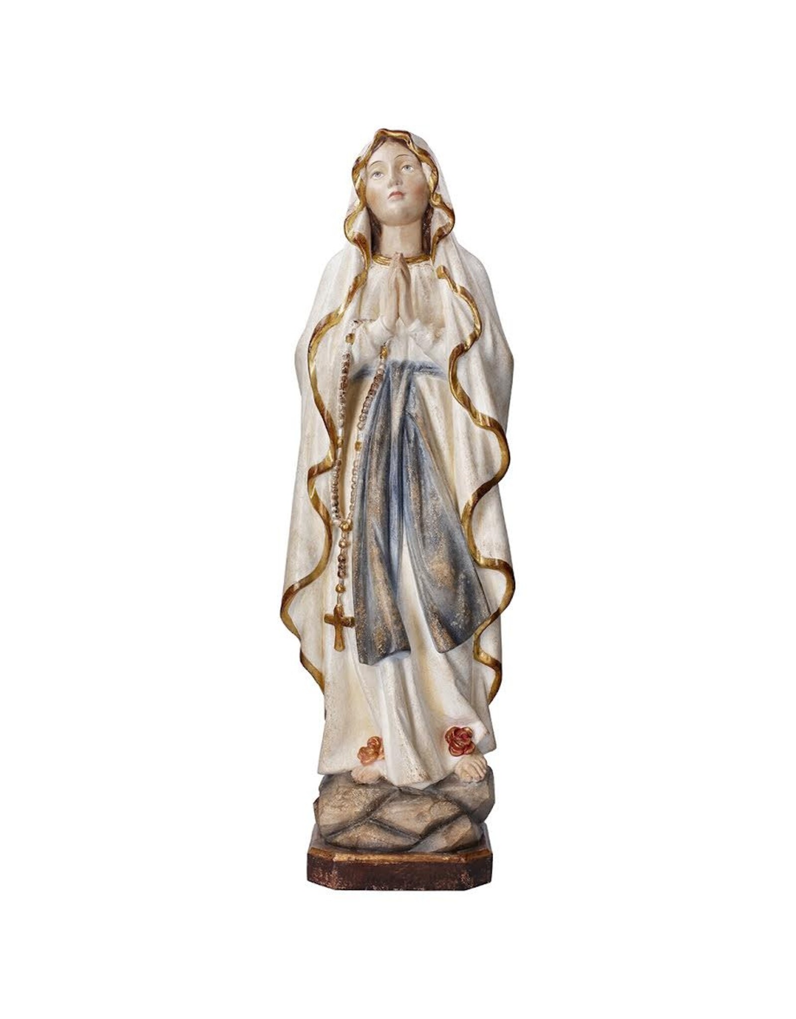 Ulpe Statue -Our Lady of Lourdes, Wood (28") GOLD LEAF ANTIQUE FINISH