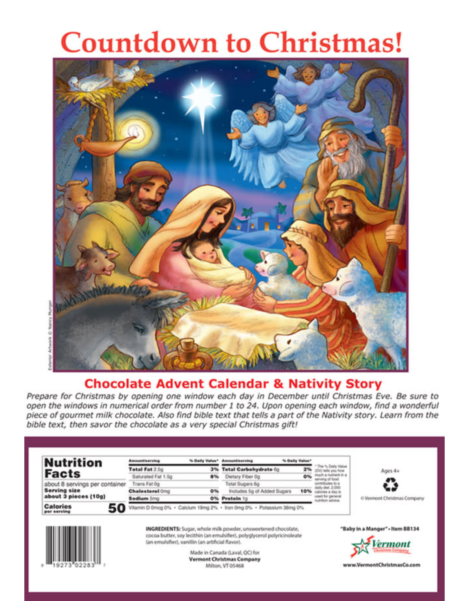 Vermont Christmas Company Chocolate Advent Calendar - Baby in a Manger